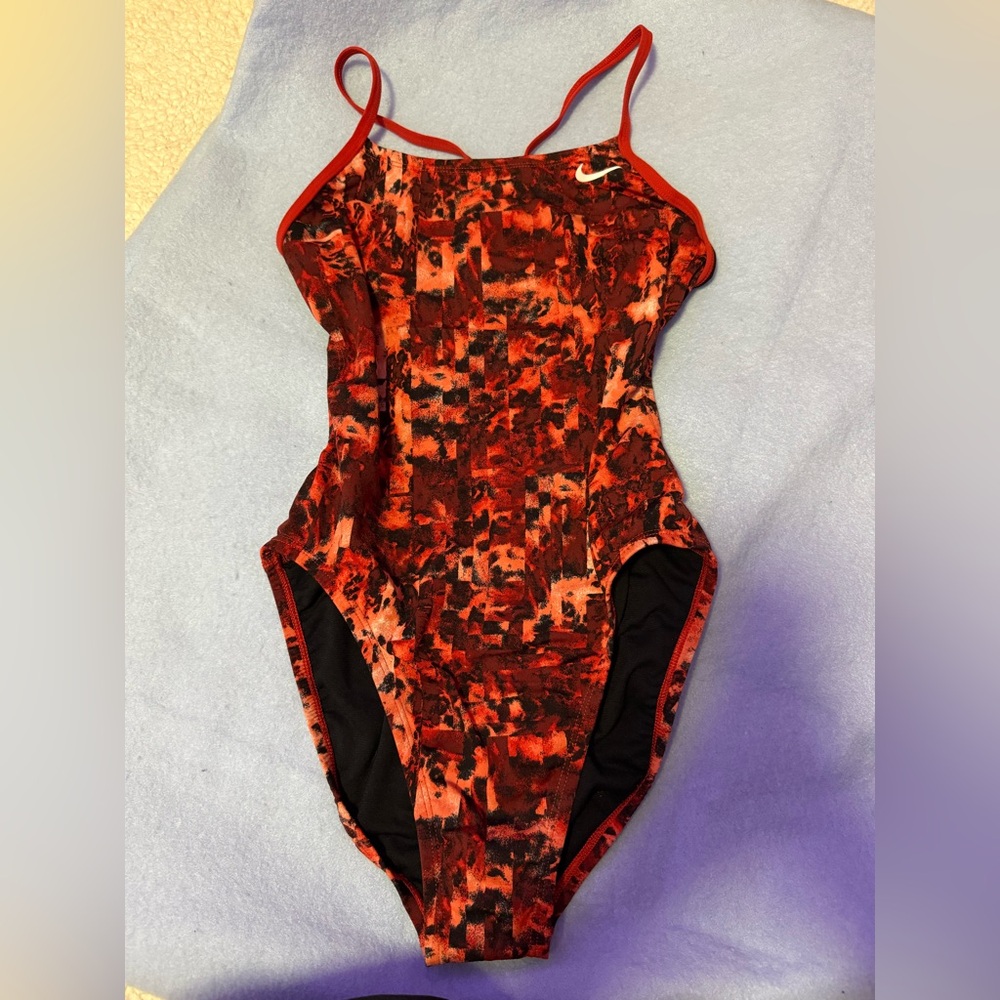 Nike- Red and black one piece bathing-suit- Size 30